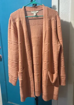 Peach pink long cardigan by design thumbnail 1