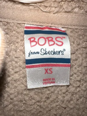 BOBS Skechers XS Beige Sherpa Fleece Quarter Zip Pullover Paw Print Cozy thumbnail 3