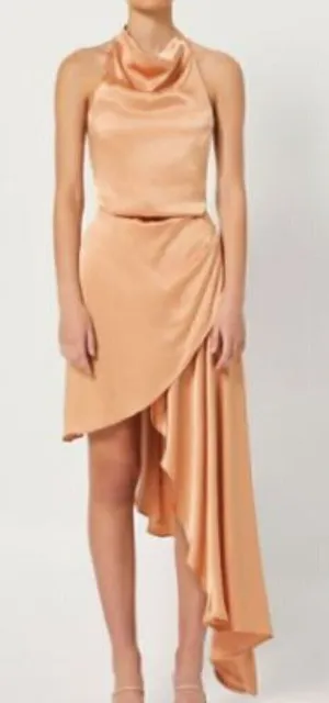 Elliatt E8062201‎ Lambent Asymmetric Halter Dress Sz M Camel Beige thumbnail 1