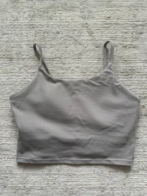 Women's Slim Cropped Camisole Tank Top in Taupe with Built in Bra (Size Small) thumbnail 3