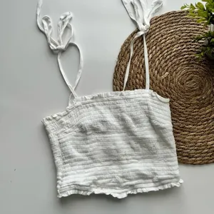 Abercrombie & Fitch White Tie-Strap‎ Smocked Cami Size Small thumbnail 2