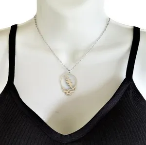 Grateful Dead Memorabilia Silver "Steal Your Face" Nostalgic Collectible Necklace NWOT thumbnail 5