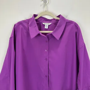 Athleta Oversized Poplin Top Button Up Shirt Relaxed Athleisure Purple 3X NWT thumbnail 6