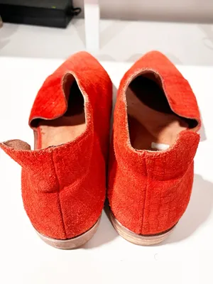 Free People Royale Leather D'Orsay Booties Orange Leather Flats Size 8 thumbnail 4