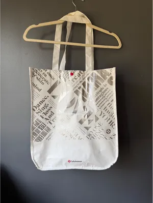 Lululemon White Printed Tote Bag with Text Design thumbnail 5