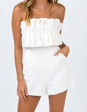 white ruffle romper Size XS thumbnail 3