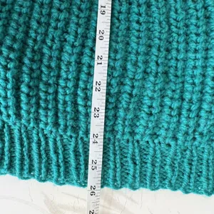 Handmade Chunky Knit Sweater Women XL Teal Turquoise Oversized Balloon Sleeve thumbnail 8