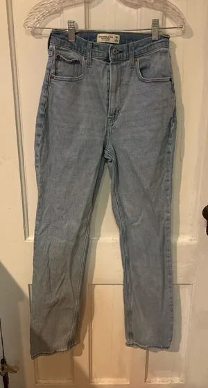 Abercrombie & Fitch Light Blue High-Rise Straight Jeans thumbnail 1