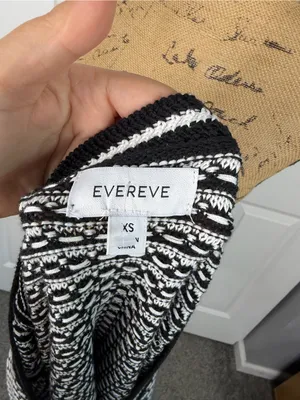 EVEREVE XS Black White Textured Knit Button Front Sweater Vest Cotton Modal thumbnail 9