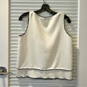 ZARA White Sleeveless Top with Black Trim thumbnail 2