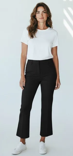 Maeve by Anthropologie Black Cropped Kick Flare Classic‎ Chic Smart Pants Size 4 thumbnail 1