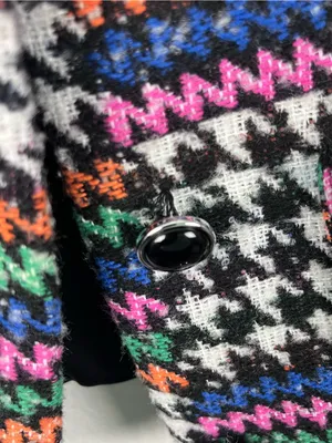 AMANDA UPRICHARD Tweed Multicolored Button Lined Patches Blazer Size Small Chic thumbnail 7