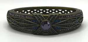 Heidi Daus Conscious Coupling Art Deco Purple Blue Crystal Hinged Bracelet‎ thumbnail 1