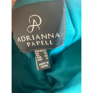 2010s Adrianna Papell Ruched Teal Gown With Beaded Halter- Size 10 Project Piece thumbnail 9