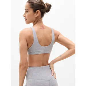 New Athleta S Softluxe Sport Bra Light Grey Heather Small Cup A-C thumbnail 2