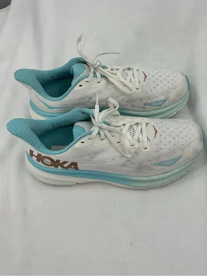 Hoka Clifton 9 Women's Running Shoes - White with Teal and Copper b71 thumbnail 3