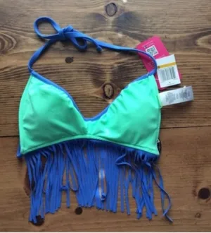 Hula Honey Reversible Fringe Bikini Top NWT thumbnail 1