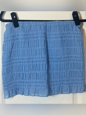 NWT Abercrombie Cloudy Blue Sheer Ruched Mini Skort XS Smocked Coquette Y2K thumbnail 3