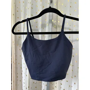 Unbranded Women's Navy Built In Unpadded Bra Stretch Crop Tank Top M thumbnail 2