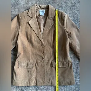 Chadwick’s Tan Suede Leather Blazer Jacket Women’s Size 12 thumbnail 7