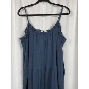 Natural Life Navy Blue Cotton Tiered Maxi Dress Sz.M thumbnail 3