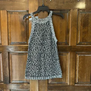 Anthropologie Moth‎ Debussy Marled Sweater Tank Top Small S Black White Knit thumbnail 4