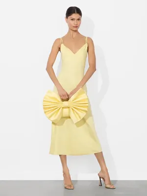 Nwt Alice + Olivia Semira Bow Clutch Bag Butter Yellow thumbnail 4