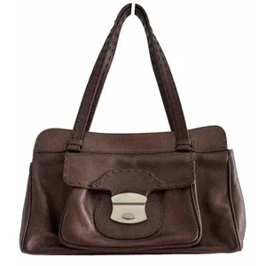 Ashneil Shimmer Brown Pebbled Leather Satchel Bag Silver Hardware Suede Lining‎ thumbnail 1