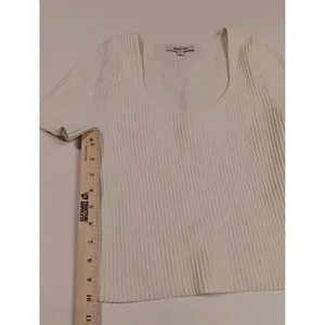 Madewell Striped Embroidered Crop Top Cream Color Small‎ Classic Streetwear... thumbnail 3