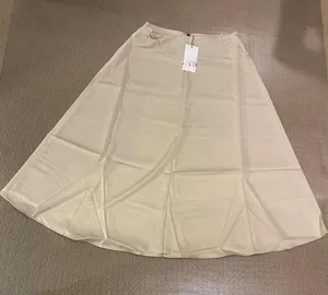 Zara A-line Beige Midi Satin Skirt. Size M thumbnail 2