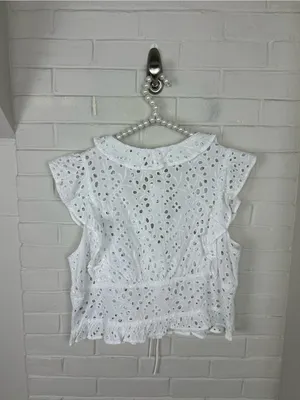 NWT The Drop Margo Tie Sleeveless White Eyelet Top Size XL thumbnail 10