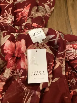 MISA Los Angeles Tayla dress ruffle neckline cascading wrap Medium thumbnail 5