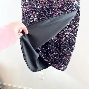 Bardot Sequin Halter Cutout Knee Length Dress Black Multi XS thumbnail 6