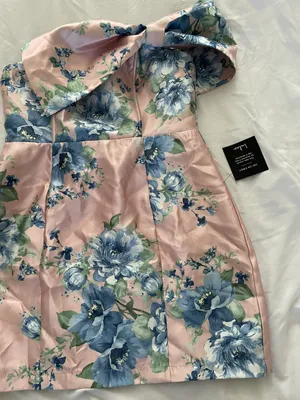 Lulus Soiree Darling Pink Floral Bow Off-the-Shoulder Mini Dress thumbnail 13