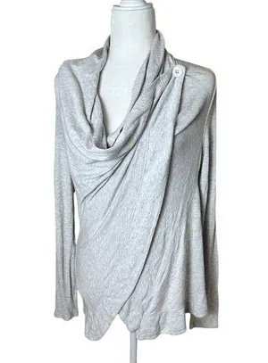 ALO YOGA Double Drape Front Long Sleeve Cardigan Top Size Medium thumbnail 1
