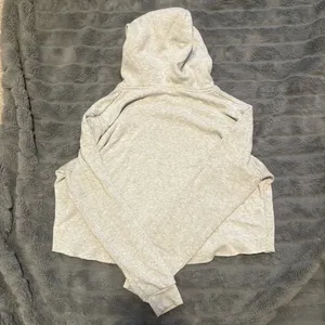 Brandy Melville Gray Cropped Hoodie Raw Hem Oversized thumbnail 5