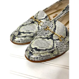 Sam Edelman Loraine Snakeskin Leather Bit Loafers Grey Black Gold Womens 8M thumbnail 8