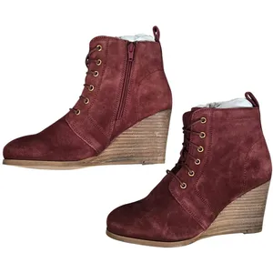 Diba Blake Suede Bootie Burgundy Lace Up Wedge Ankle Boots Women Size 8.5‎ thumbnail 4