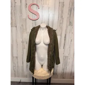JYY Faux Fur Jacket Removable Raincoat Green Size S thumbnail 8