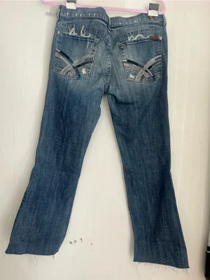 7 For All Mankind Women’s Faded Blue Straight Leg Jeans thumbnail 6