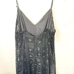 Onyx Nite‎ 6 Dress Black Velvet Burnout Hi Lo Spaghetti 90s Y2K Grunge Goth 1341 thumbnail 11