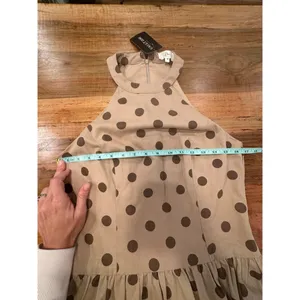 Klesis Vault 206 Taupe Polka Dot Halter Bubble Hem Mini Dress - Size M thumbnail 13
