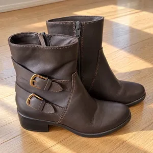 Emanuele Crasto Italian Leather Brown Moto Buckle Boots EU 39 thumbnail 1