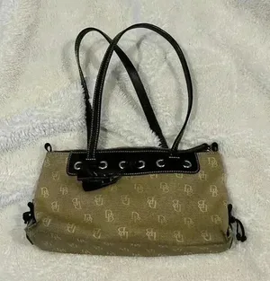 Dooney and Bourke‎ Signature Canvas Leather Purse Vintage DB Brown Shoulder Bag thumbnail 1