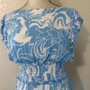 Lily Rose Hi-Neck Smocked Waist Skater‎ Dress, Size Large thumbnail 3