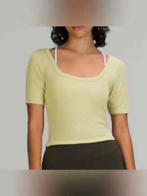 Lululemon NWT Ribbed Held Tight Short Sleeve Shirt Crop Top Orange Size 8 thumbnail 6