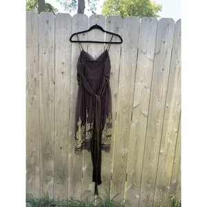 A.P.N.Y. Women's Brown Empire Waist Brown Gold Size 12 Fall‎ Mesh Satin Fairy thumbnail 8