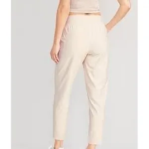 Old Navy Beige PowerSoft Go-Dry High Waisted Ribbed Panel Jogger Pants Small‎ thumbnail 3