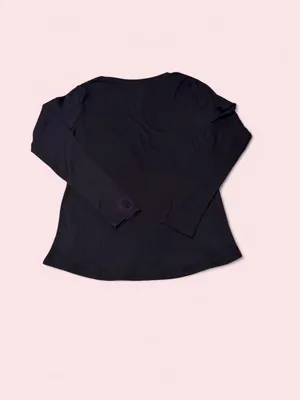 Cuddl Duds Black Ribbed Long-Sleeve Henley Top thumbnail 2