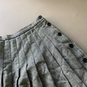 Vintage Herringbone Wool Pleated Midi Skirt thumbnail 4